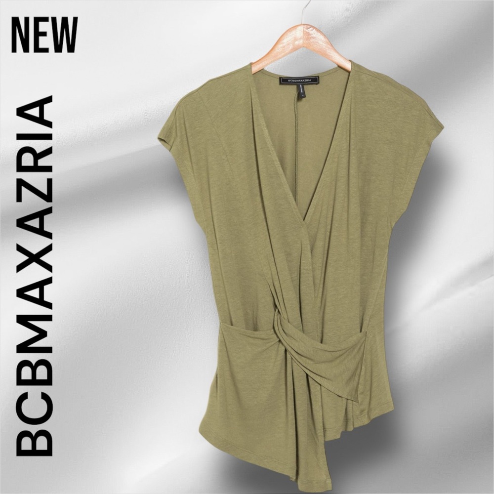 New BCBMAXAZRIA Linen Knot Front Top - Picture 3 of 5